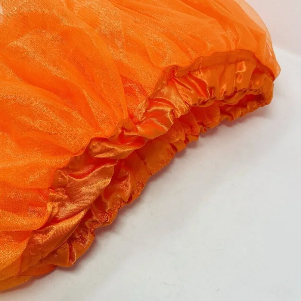 Youth Child Size S/M Mesh Tutu Skirt Orange Ideal for Play Pretend Halloween 444